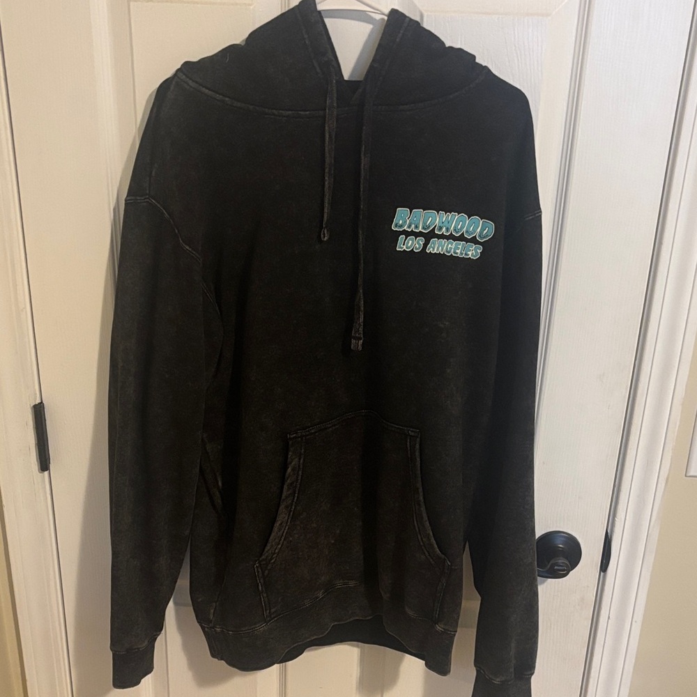 Black acid wash Badwood hoodie